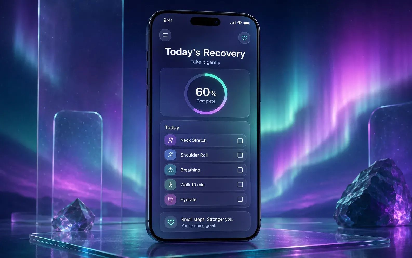 Interval recovery companion displaying a daily rehabilitation plan