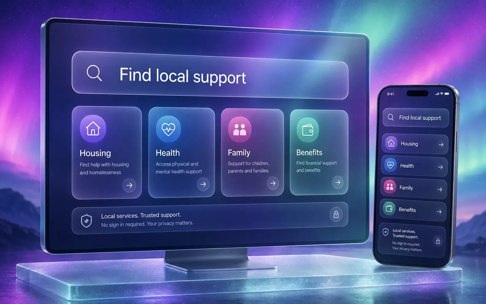 Northstar service finder shown across desktop and mobile screens